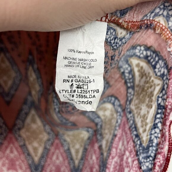 Allison Joy Pala V Top Orange Keyhole Flowy Floral Top Size Large - Picture 4 of 8